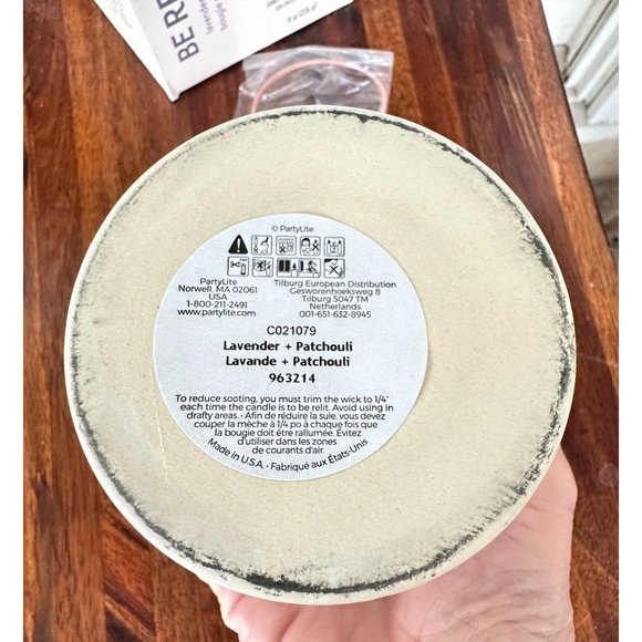 PartyLite Be Relaxed Lavender + Patchouli Jar Candle New in Box Calm Comfortable - Picture 10 of 12